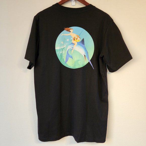 Palm Angels Men T-Shirt Sz M Fisherman Club Embroidered Women Fish Graphic NWT - Picture 5 of 16